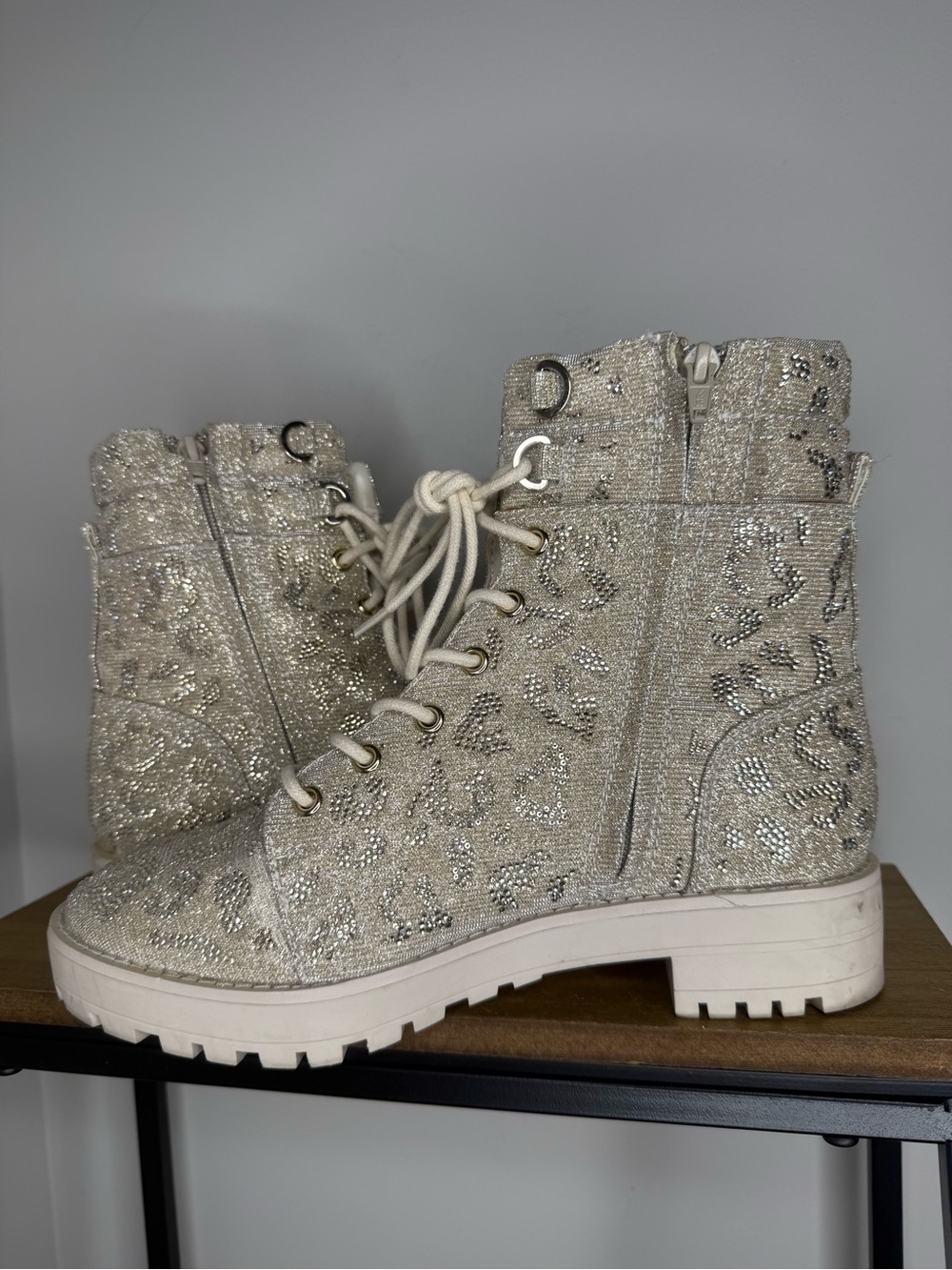 Gianni Bini Balynne Glitzy Leopard Print Sparkle Boots - Picture 2 of 9